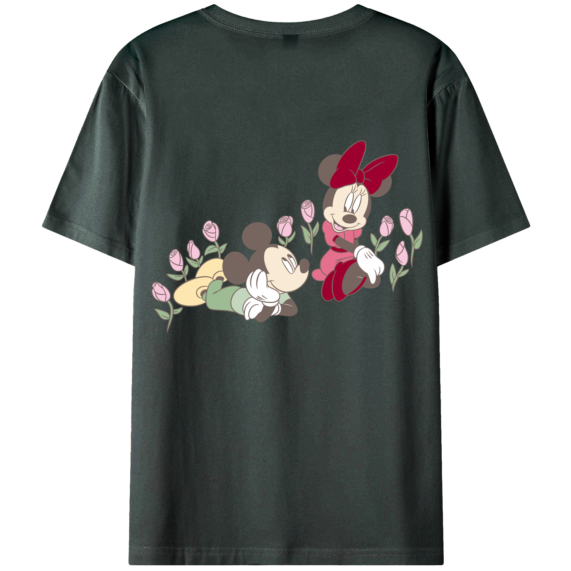 ミッキーマウス Mickey Mouse 綿100％ メンズ半袖Tシャツ（バックプリント） 通気性